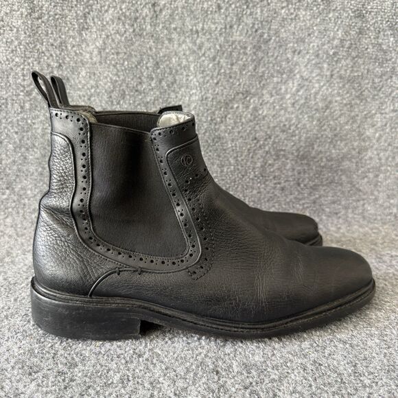 Franco Cuadra Men\'s Chelsea Boots Black Leather Brogue Pull Tab MEX 26.5 US 7.5 main image 7